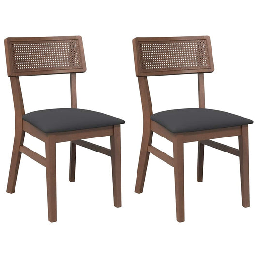 Sillas De Comedor Con Cojines 2 Uds Madera Maciza Marrón Caucho