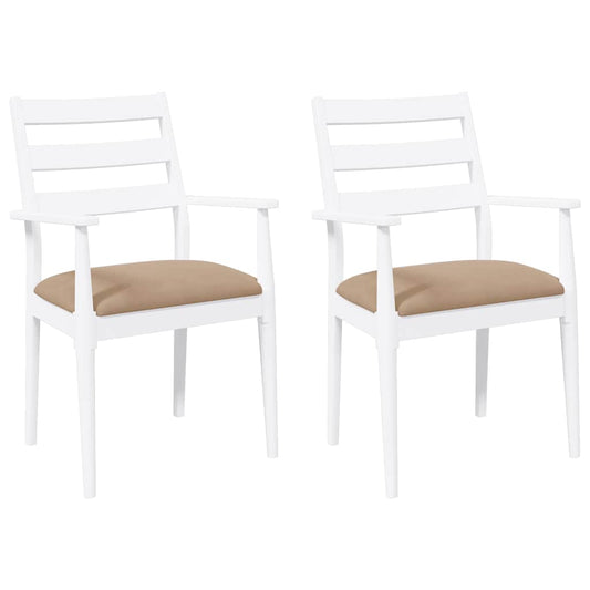 Sillas De Comedor Con Cojines, 2 Unidades, Blancas, Madera Maciza, Caucho