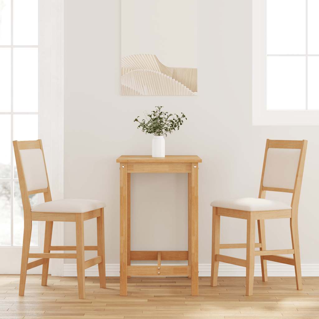 Taburetes De Bar Con Cojines, 2 Unidades, Madera Maciza Blanca, Goma