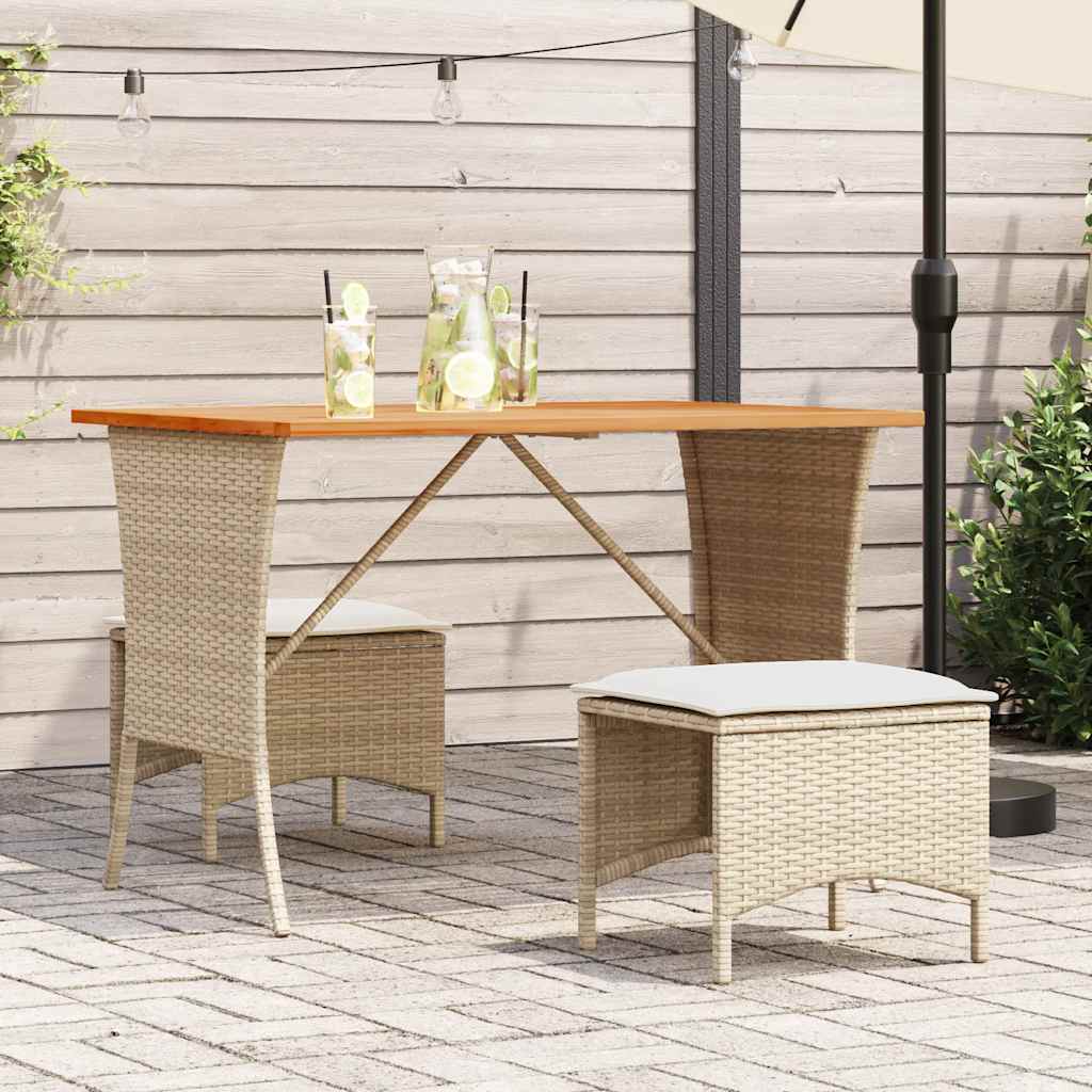 Mesa De Jardín Superficie De Madera Ratán Pe 105X75X72 Cm