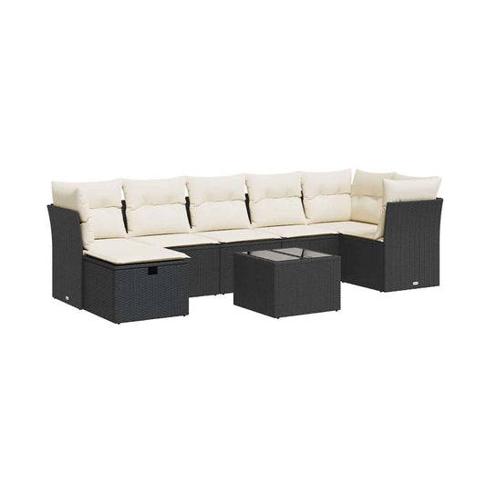 Set De Sofás De Jardín Y Cojines 8 Piezas Ratán Sintético Negro