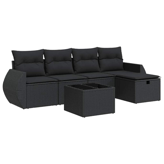 Set De Sofás De Jardín 6 Piezas Y Cojines Ratán Sintético