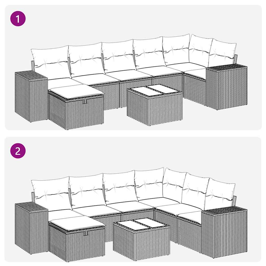 Set De Sofás De Jardín Y Cojines 8 Piezas Ratán Sintético