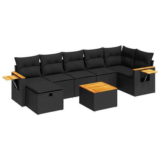 Set De Sofás De Jardín Y Cojines 8 Piezas Ratán Sintético