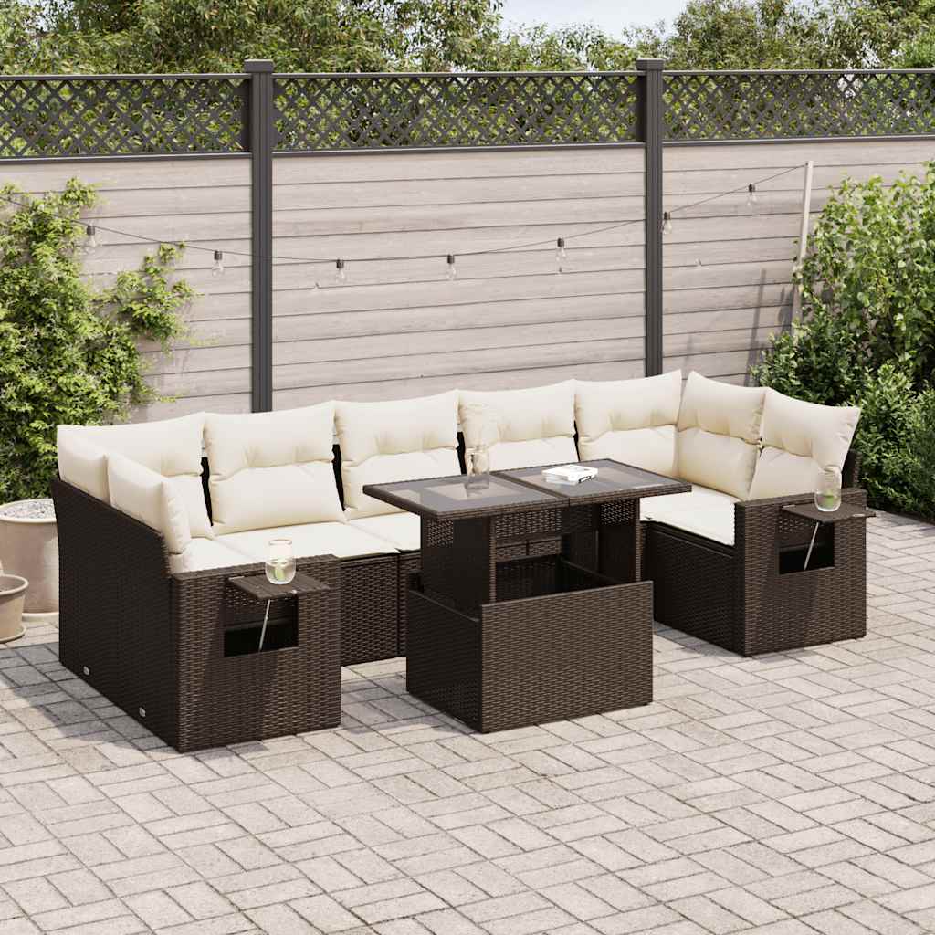 Set De Sofás De Jardín Y Cojines 8 Piezas Ratán Sintético Negro
