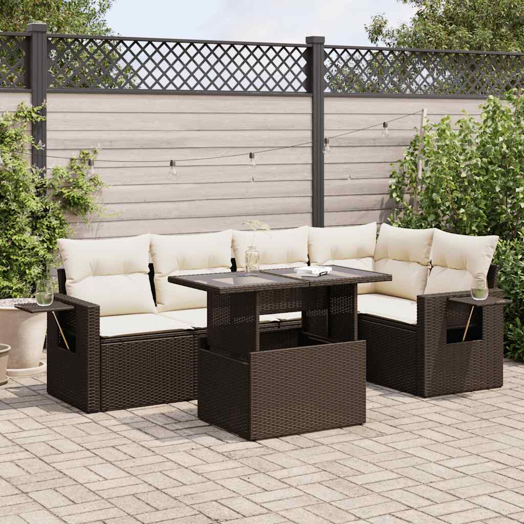 Set De Sofás De Jardín 6 Piezas Y Cojines Ratán Sintético Negro