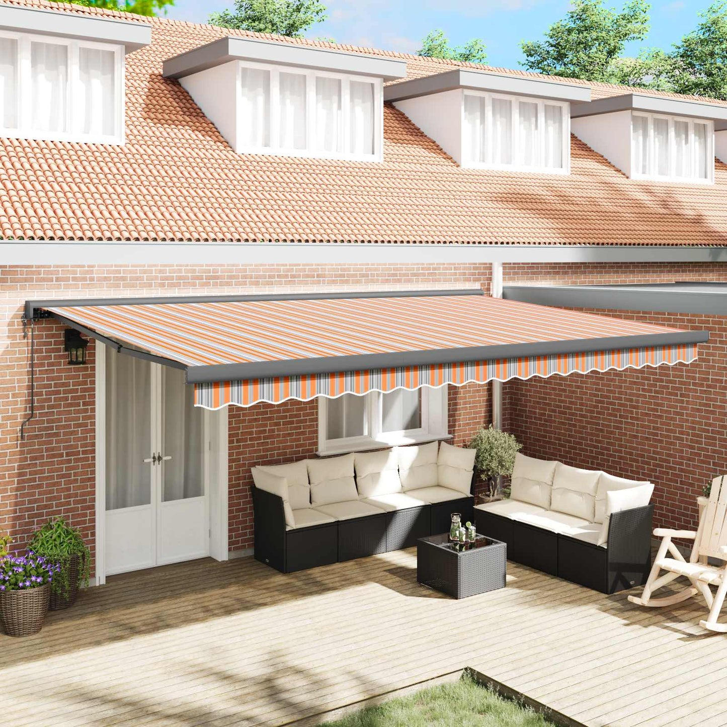 Toldo Retráctil Aluminio Y Tela Gris 3X2,5 M