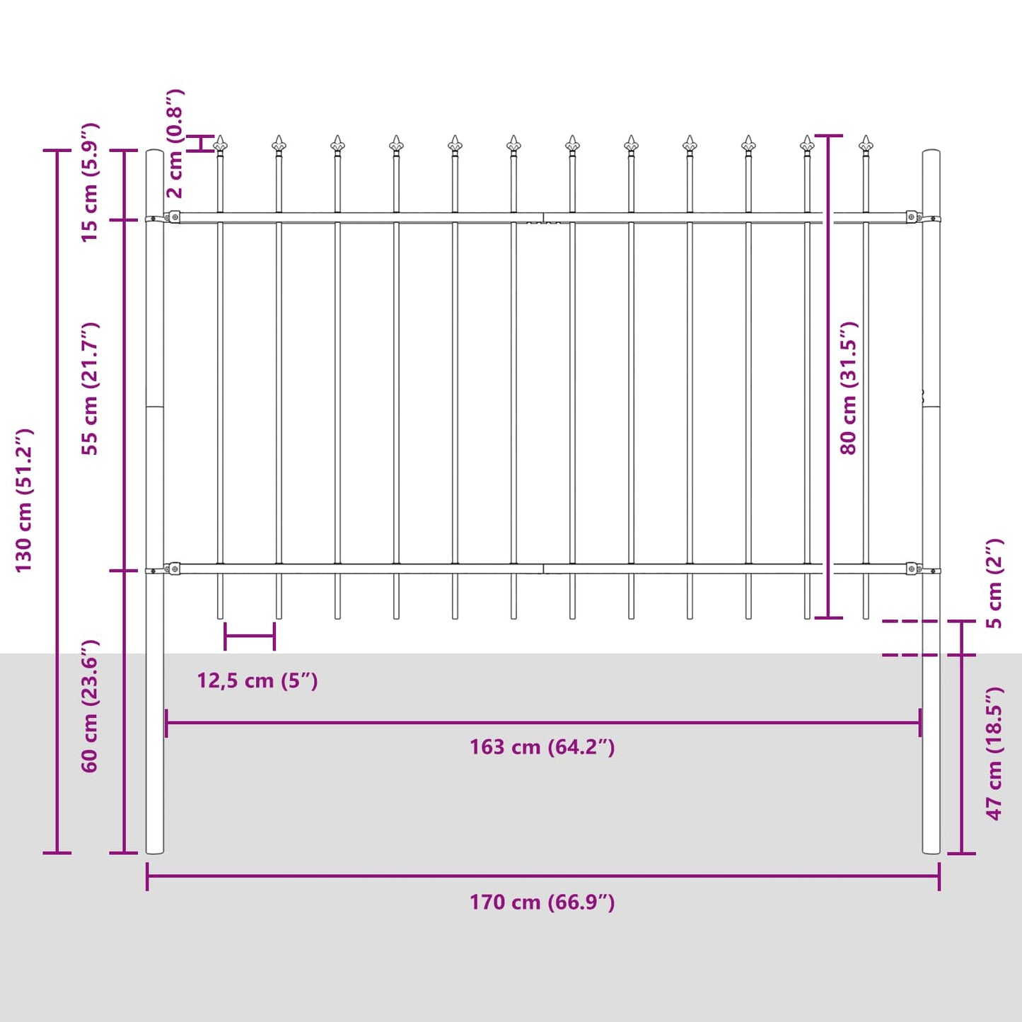 Valla De Jardín 5 Pcs 8,5 X 0,8 M