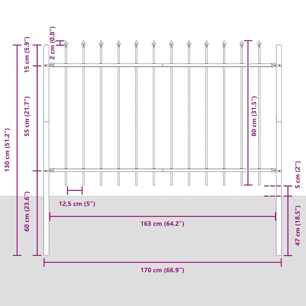 Valla De Jardín 9 Pcs 15,3 X 0,8 M