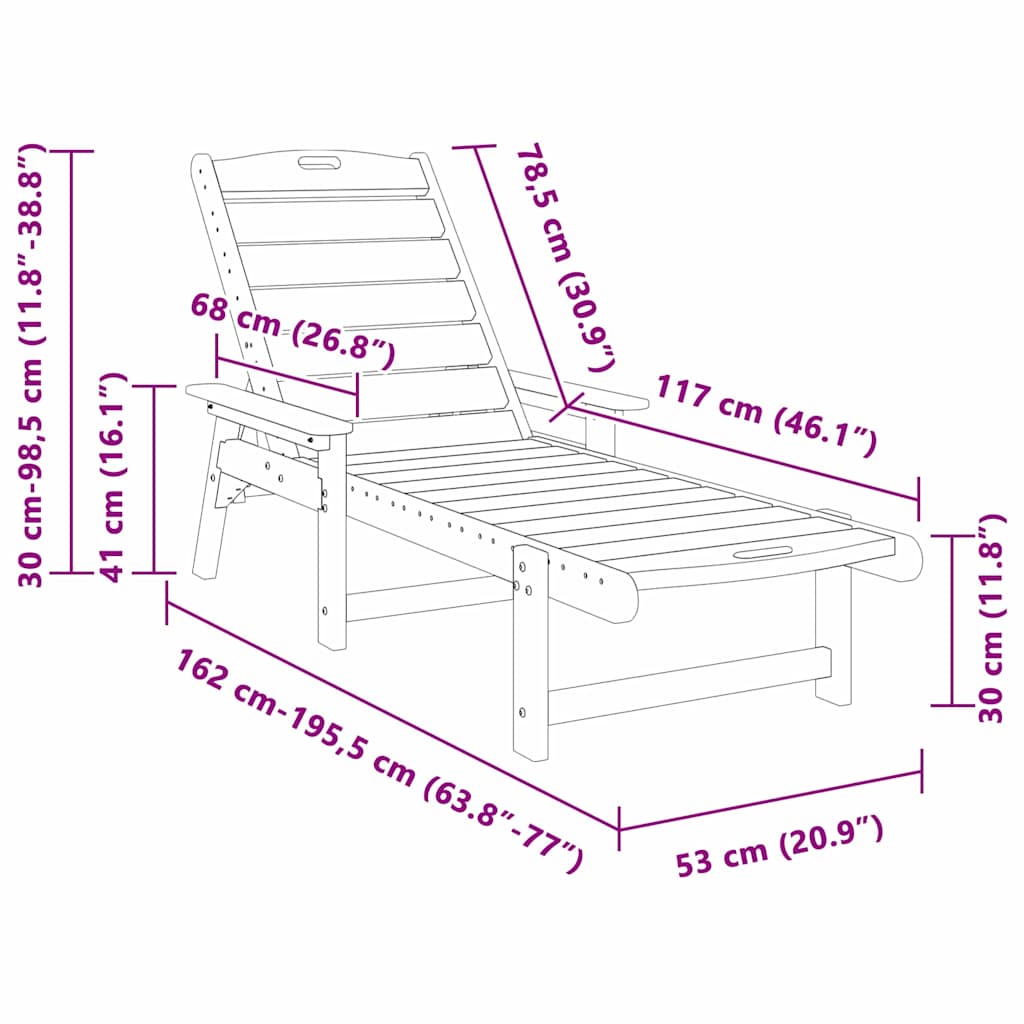 Tumbona 2 Pcs 195,5 X 53 X 98,5 Cm Polietileno