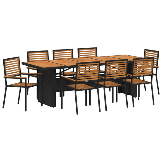 Conjunto De Comedor De Jardín 9 Pcs Y Marrón