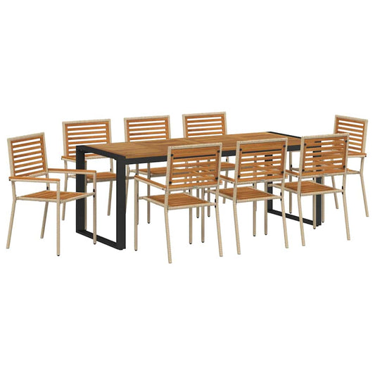 Conjunto De Comedor De Jardín 9 Pcs Y Marrón