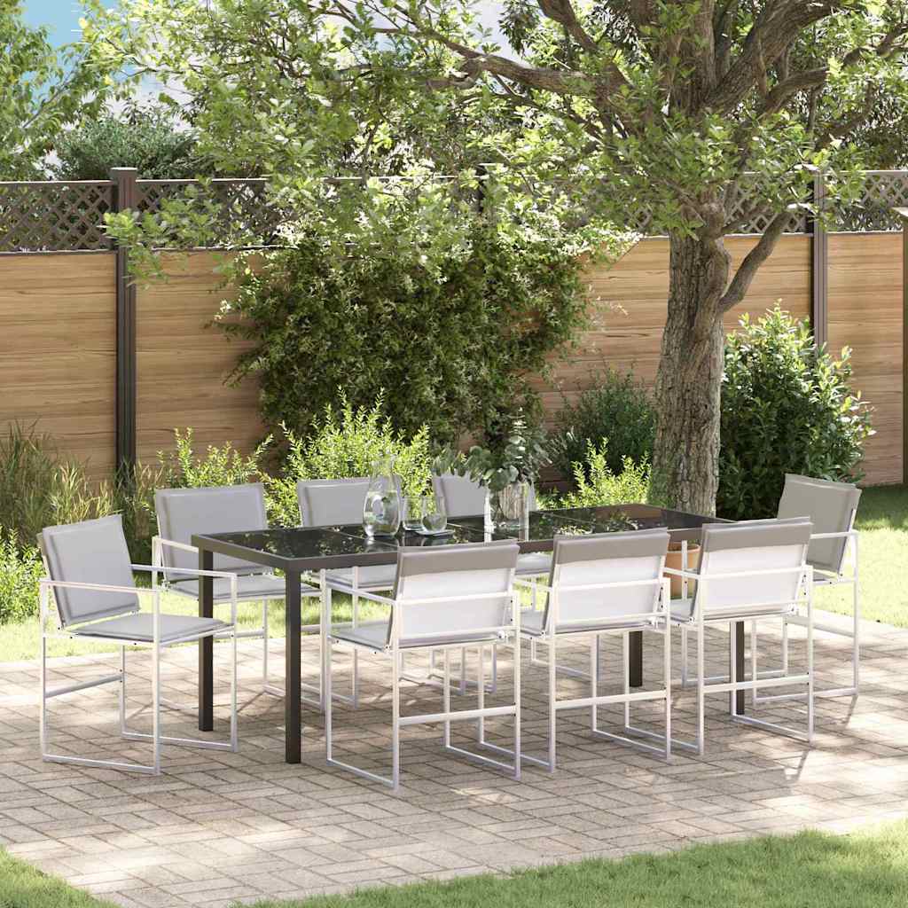 Conjunto De Comedor De Jardín 9 Pcs Negro 200 X 80 X 73 Cm