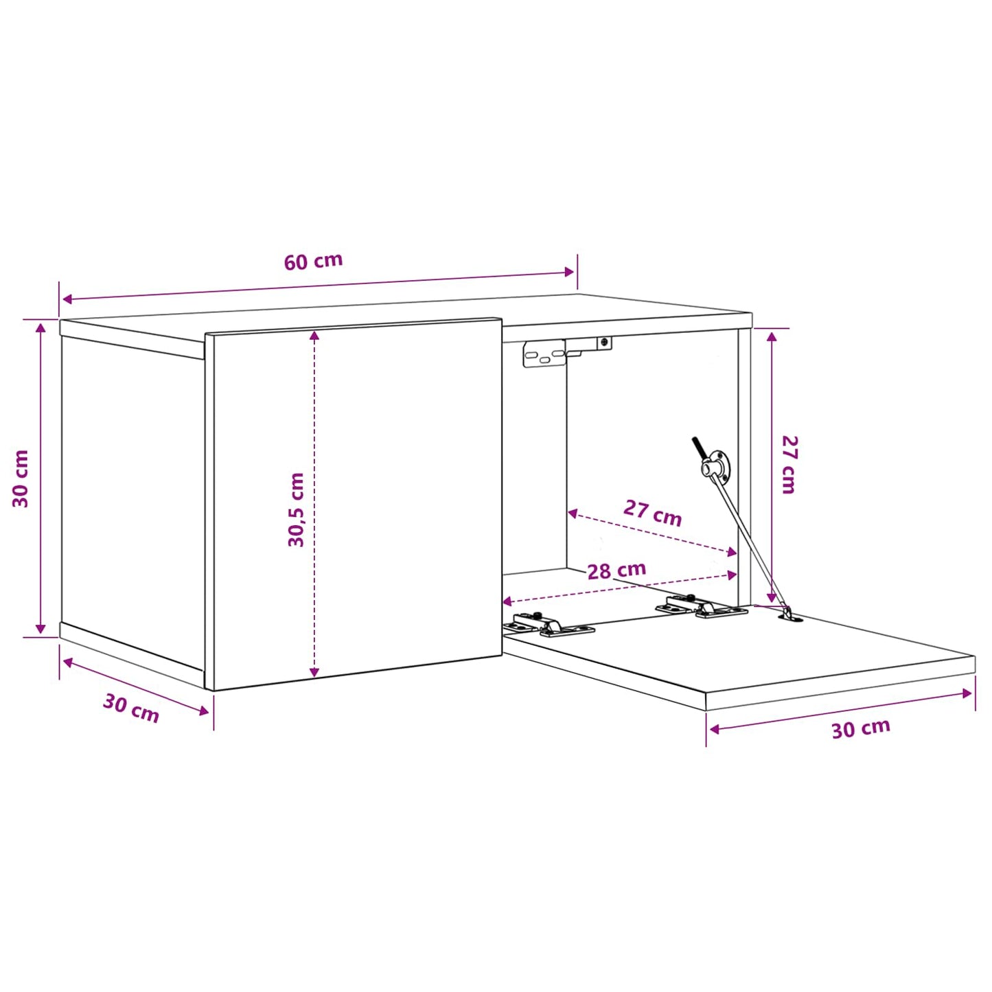 Conjunto De Mueble De Tv 2 Pcs Multicolor 60 X 30 X 30 Cm