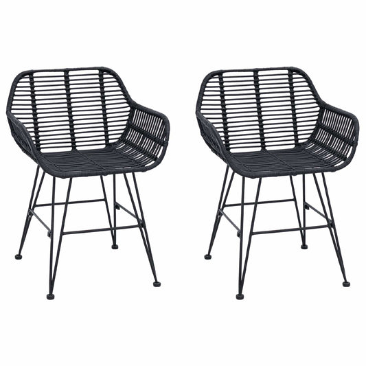 Silla De Comedor 2 Uds. Ratan E Hierro 55 X 50 X 74 Cm