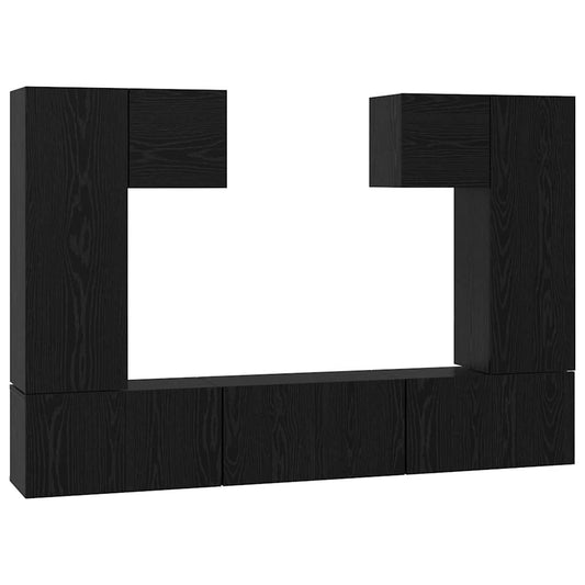 Conjunto De Mueble De Tv 7 Pcs Madera De Ingeniería