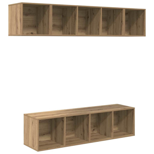 Conjunto De Mueble De Tv 4 Pcs Roble Artesanal
