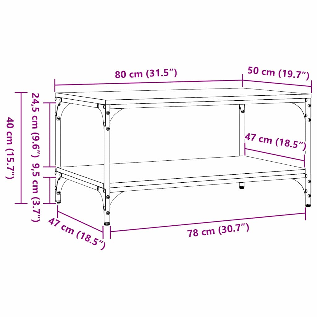 Mesa De Café 82 X 50 X 40 Cm Madera De Ingeniería