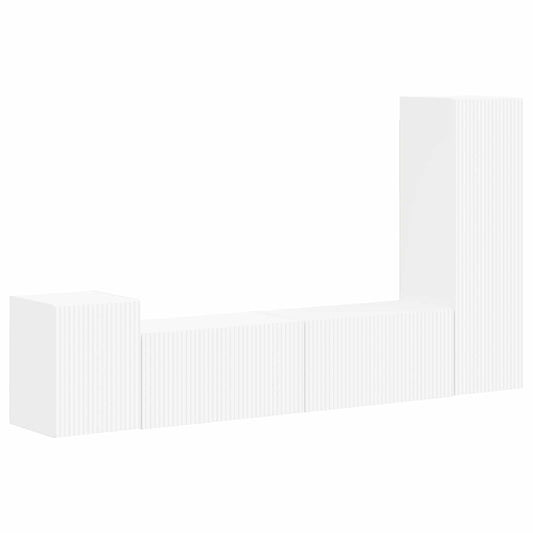 Conjunto De Mueble De Tv 4 Pcs Madera De Ingeniería