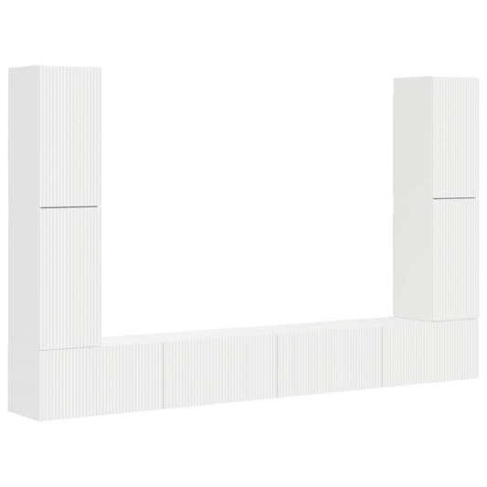 Conjunto De Mueble De Tv 8 Pcs Madera De Ingeniería