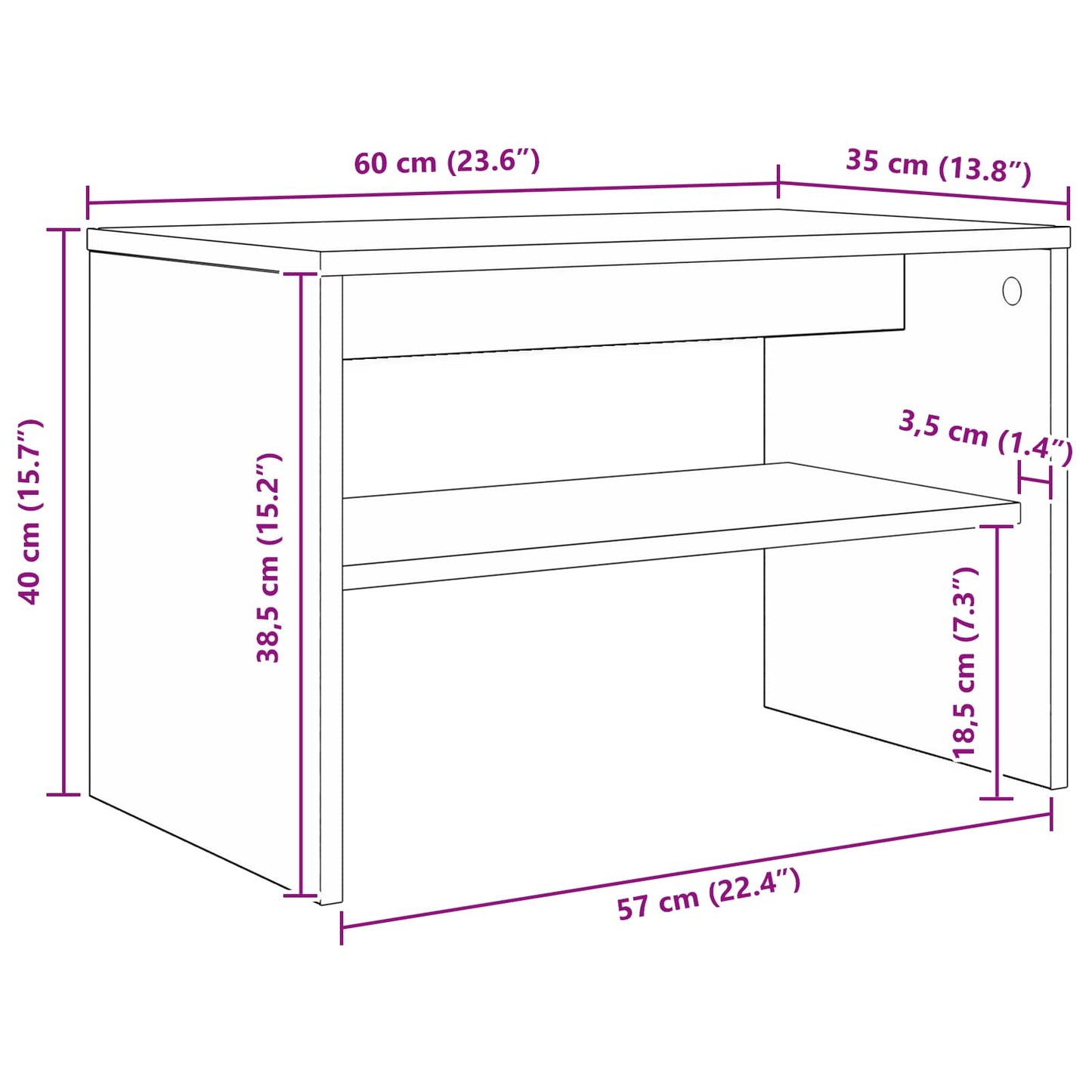 Mueble De Tv 60 X 35 X 40 Cm Madera De Ingeniería