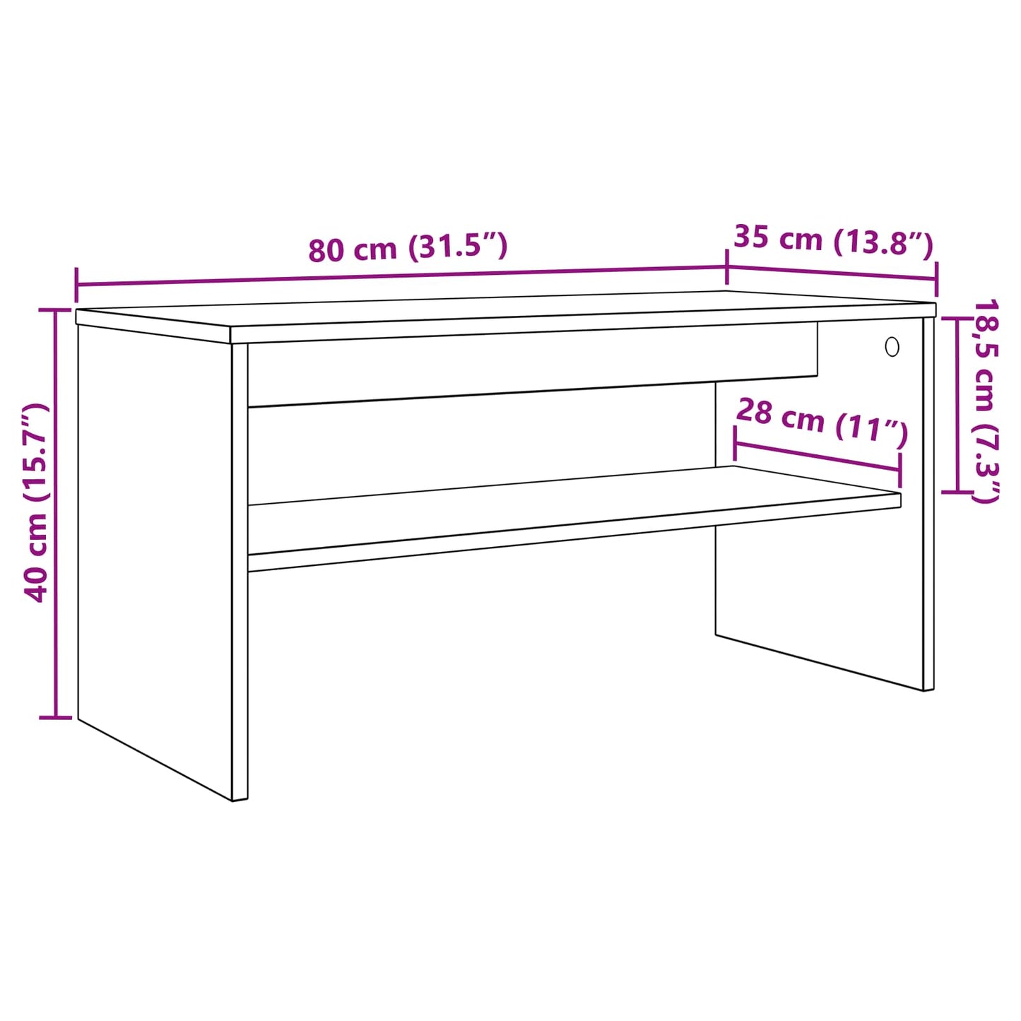 Mueble De Tv 80 X 35 X 40 Cm Madera De Ingeniería