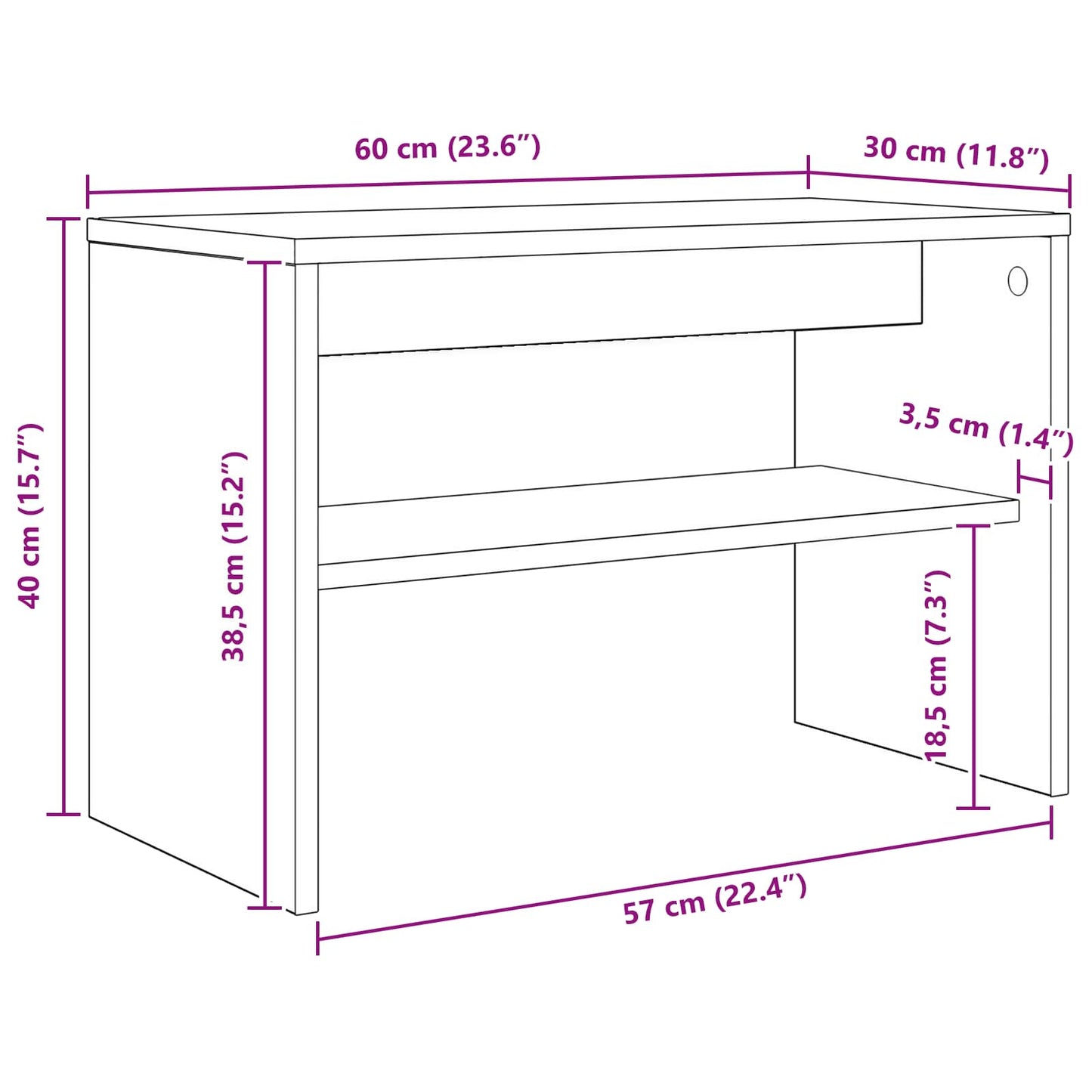 Mueble De Tv 60 X 30 X 40 Cm Madera De Ingeniería