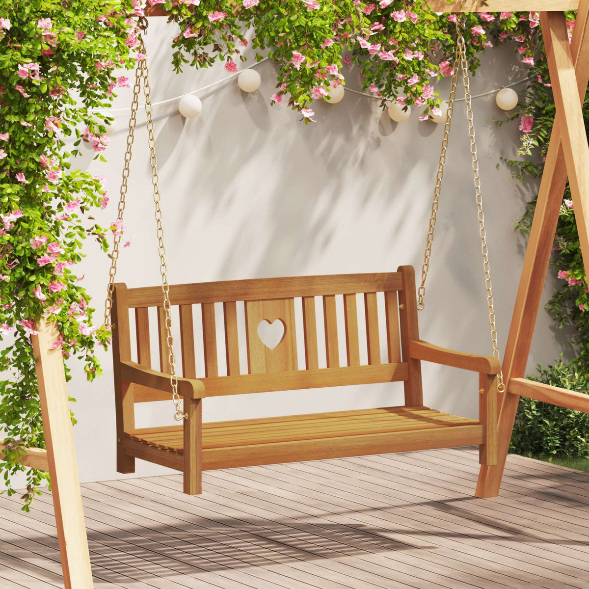Banca Columpio De Jardín 2 -Seater 110 X 56 X 58 Cm Natural