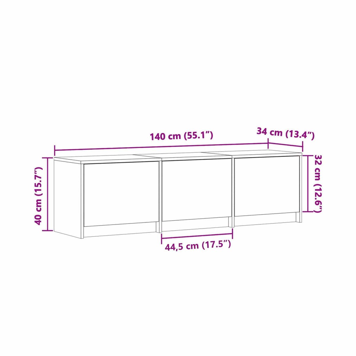 Mueble De Tv Con Led 140 X 34 X 40 Cm Madera De Ingeniería