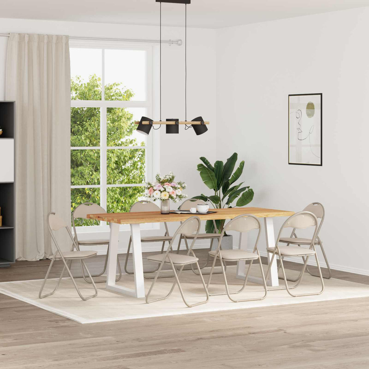 Silla Plegable 8 Uds. Cuero Sintético 48 X 43,5 X 81 Cm