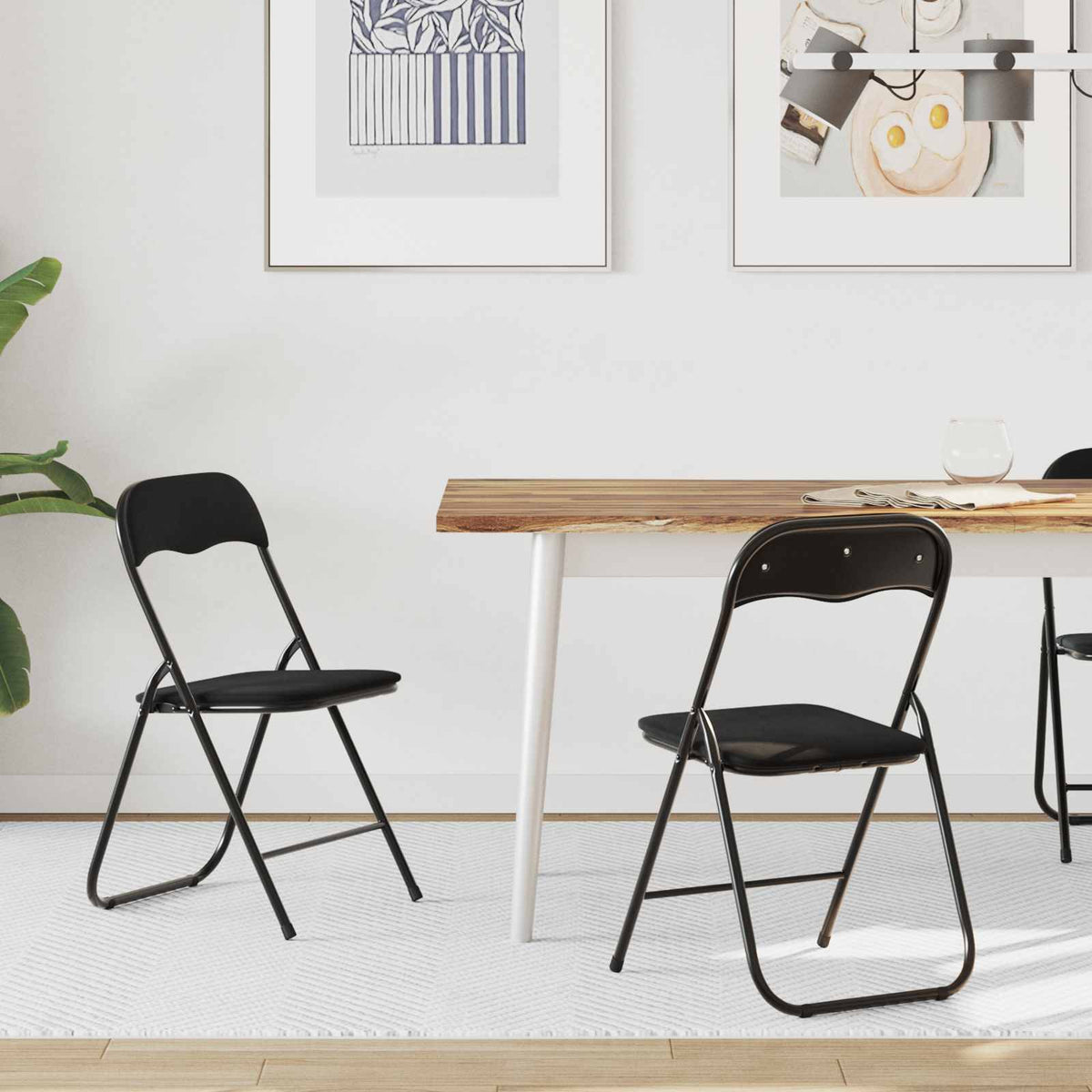 Silla Plegable 8 Uds. Terciopelo Negro 48 X 44 X 78 Cm