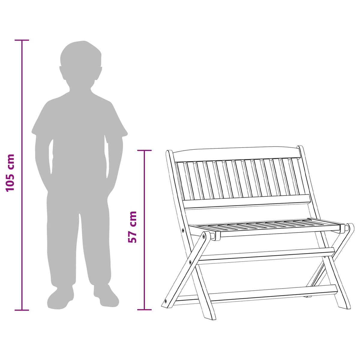 Banco Para Niños 1 -Seater 61 X 38 X 57 Cm Marrón Plegable