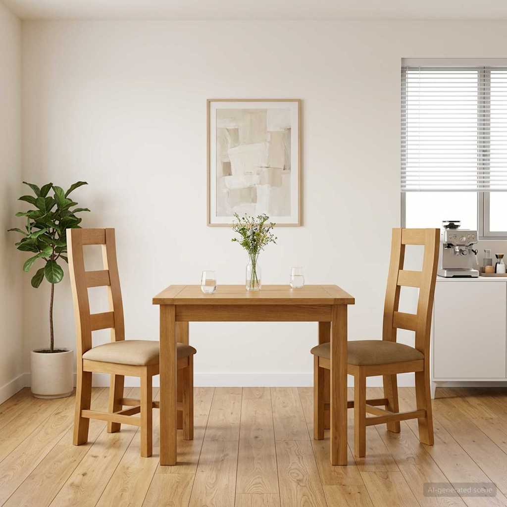 Silla De Comedor 2 Uds. Madera De Roble Sólido