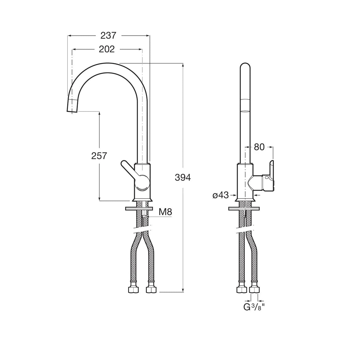 Grifo de cocina monomando Roca Mencia extra alta en acabado blanco para fregadero.