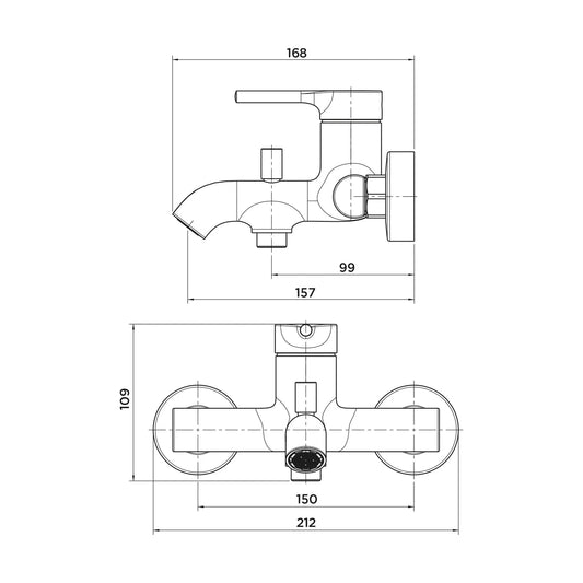 Grifo monomando de bañera y ducha Stillo Hades acabado oro con manguera y teléfono de ducha, diseño moderno de pared.
