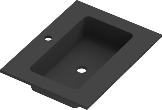Lavabo rectangular Stillo Slim Spring 600x460mm encimera negro mate seno centrado