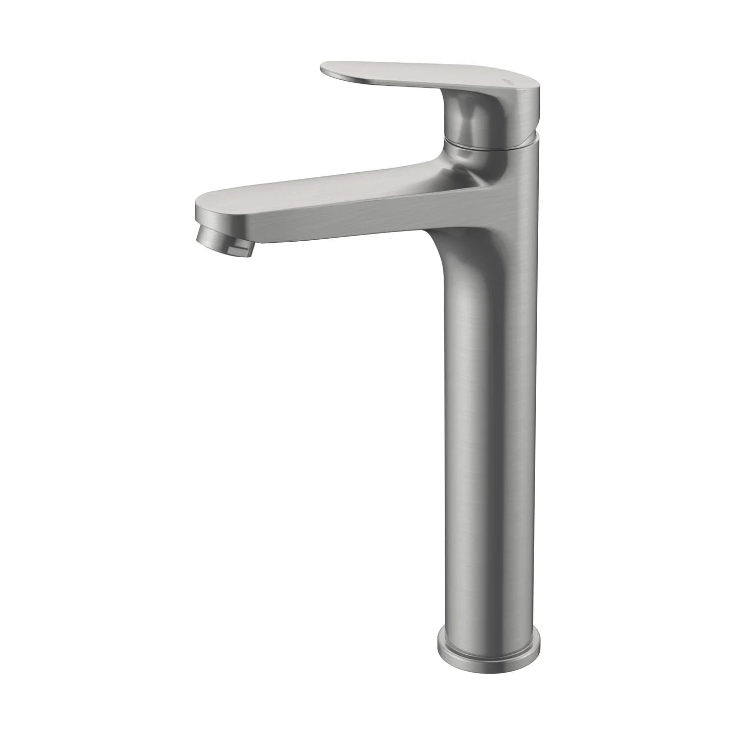 Grifo de lavabo extra alto Stillo Zeus apariencia acero inoxidable con ahorro de energía Cold Open sobre encimera