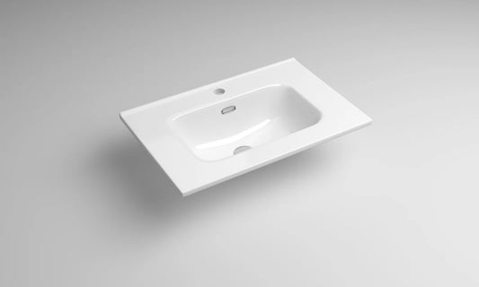 Lavabo rectangular Stillo New Morning 600x390mm encimera con rebosadero blanco seno centrado