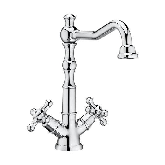 Grifo de cocina alto Roca Carmen bimando de estilo clásico acabado cromo