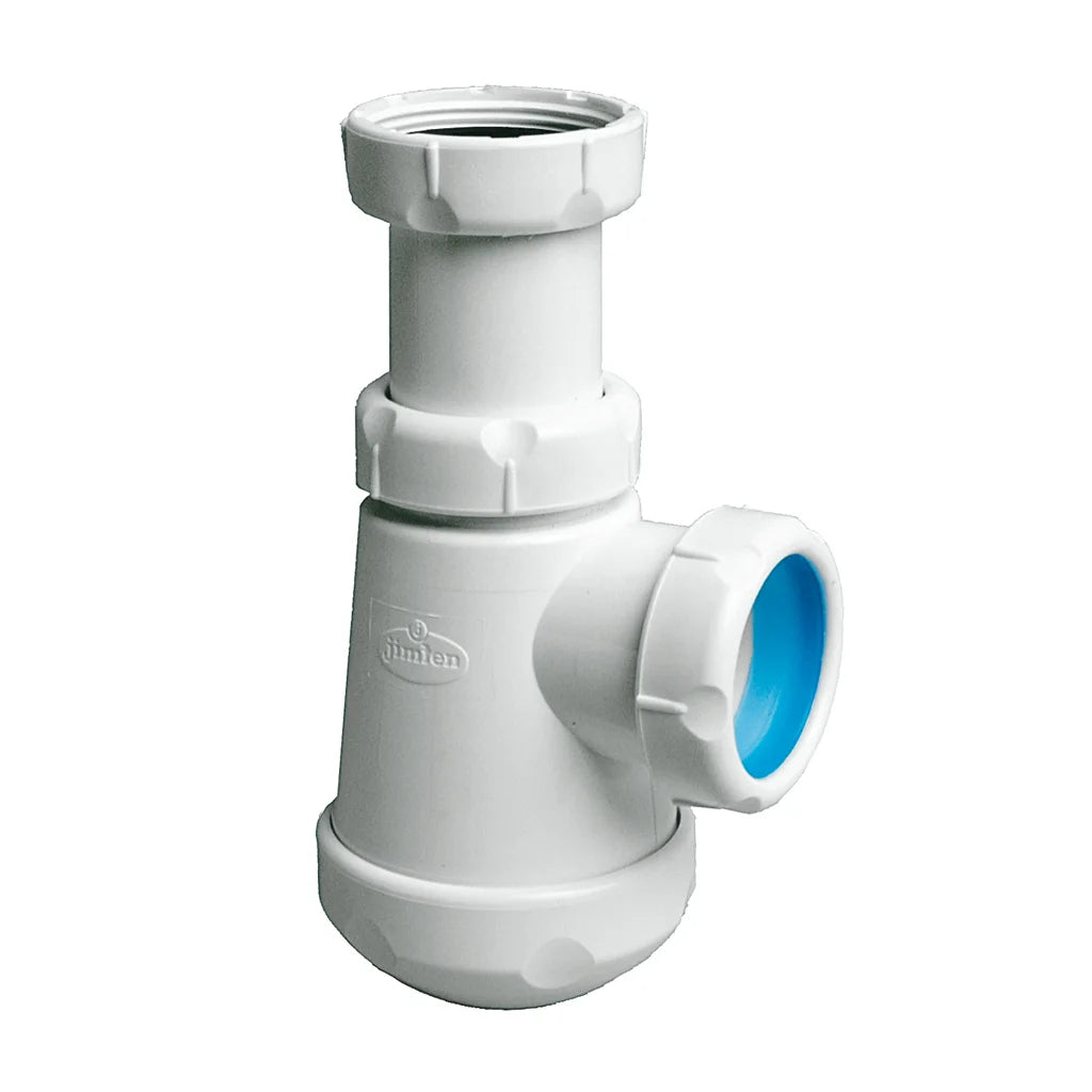 Sifón botella horizontal Jimten lavabo/bidet 1 1/4" blanco Ø32mm S-69