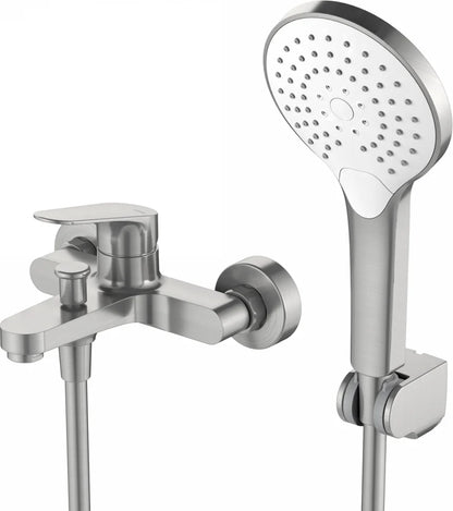 Grifería de baño ducha de 2 agujeros monomando Stillo Zeus apariencia acero inoxidable