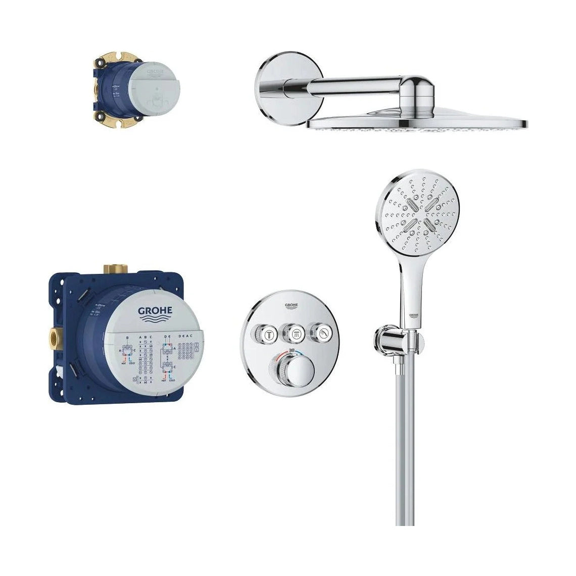 Columna de grifería para ducha empotrada bimando Grohe - Cromo