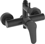 Columna de grifería para ducha monomando Stillo Zeus negro rociador mural 2 vías Ø250mm