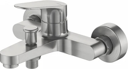 Grifería de baño ducha de 2 agujeros monomando Stillo Zeus apariencia acero inoxidable