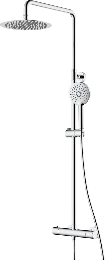 Columna de grifería para ducha termostático Stillo Hades cromo rociador mural 2 vías Ø250mm maneral de 3 funciones
