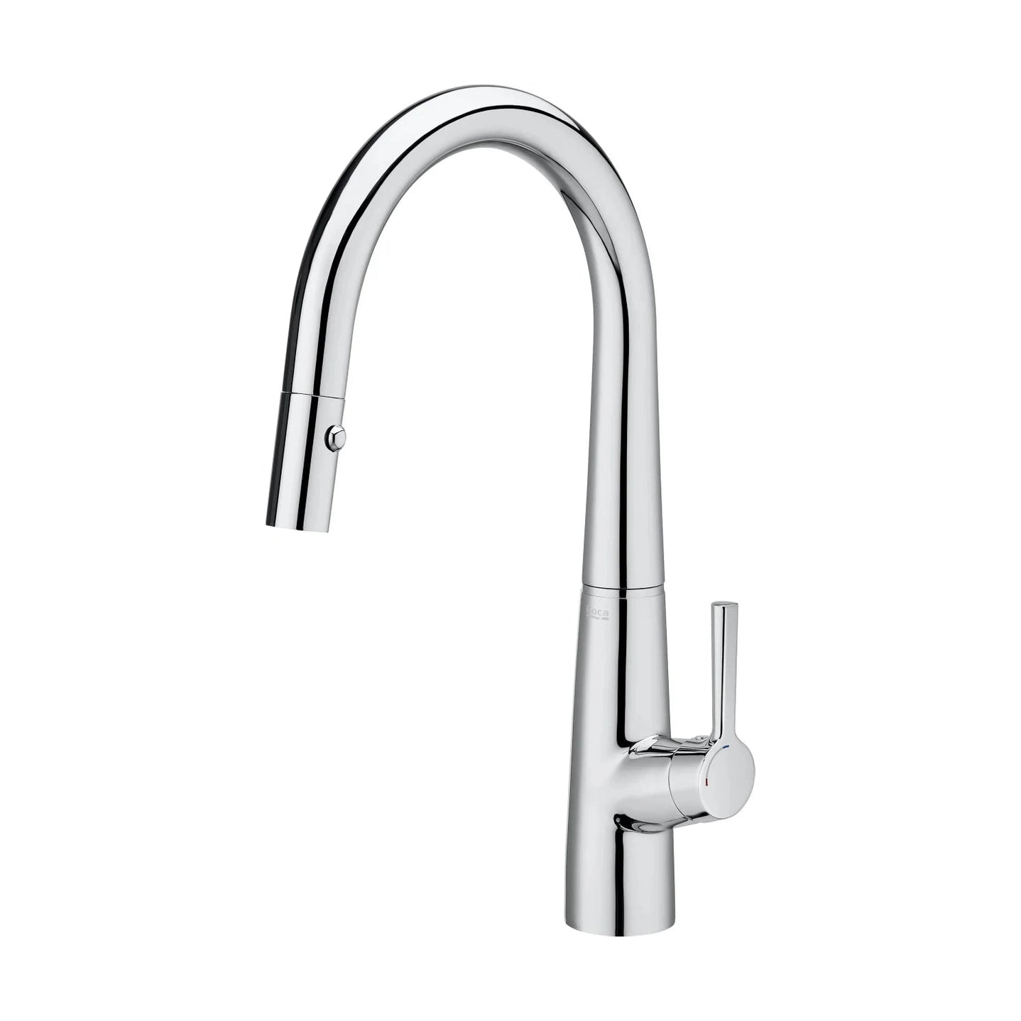 Grifo de cocina extra alto Roca Syra monomando extraíble con caño curvo acabado cromo