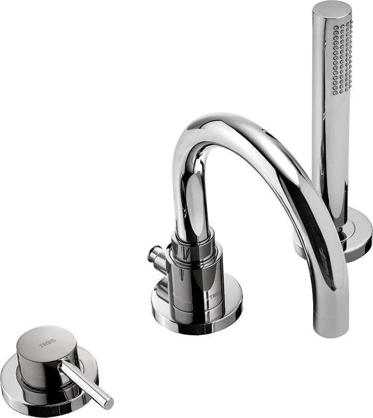 Grifería de baño ducha de repisa de 3 agujeros monomando Tres Study Exclusive cromo