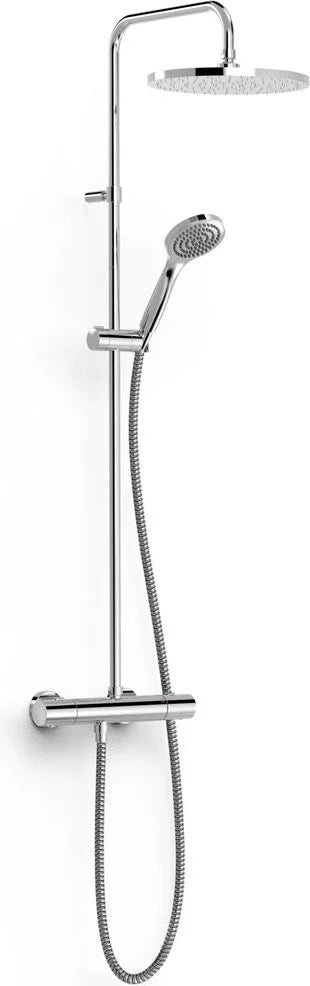 Columna de grifería para ducha termostático Tres Canigó-Tres cromo rociador mural 2 vías Ø250mm