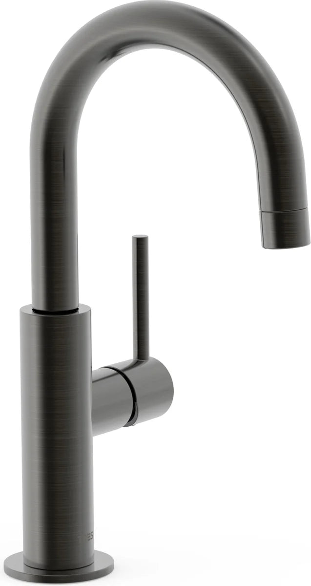 Grifería de lavabo alta Tres Study Exclusive maneta lateral Cold-Tres negro cepillado con aireador
