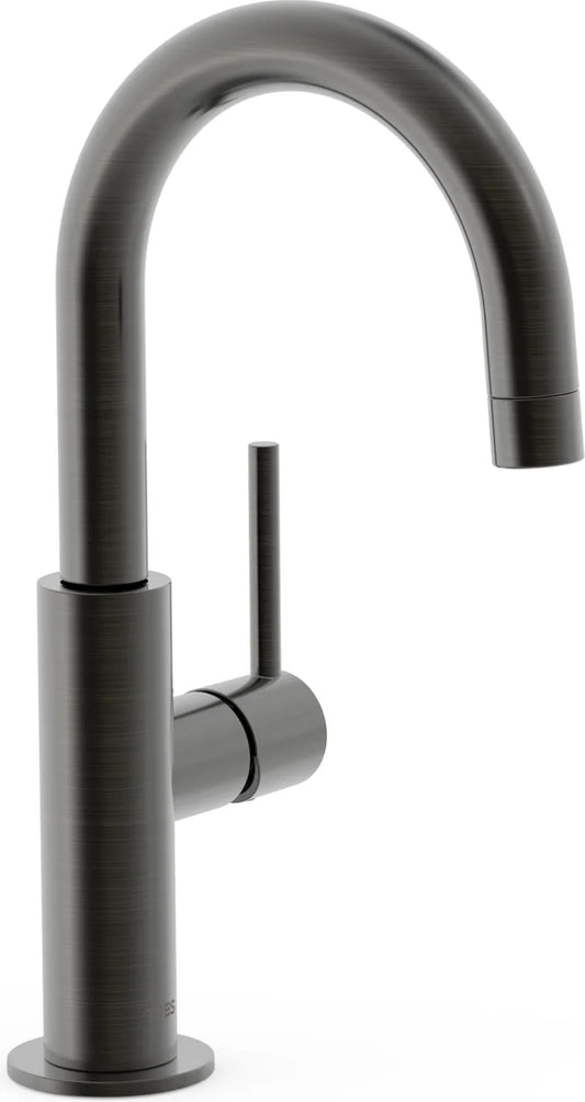 Grifería de lavabo alta Tres Study Exclusive maneta lateral Cold-Tres negro cepillado con aireador